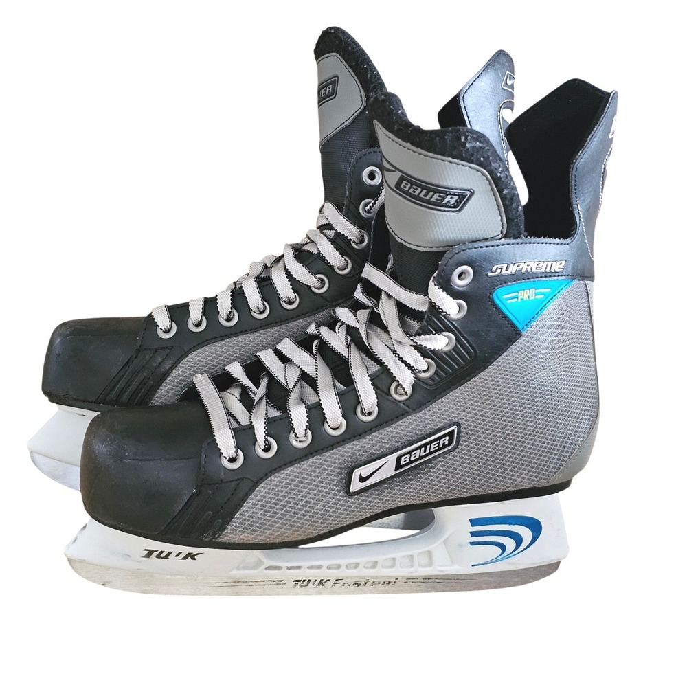 Bauer‎ Nike Supreme Pro Ice Hockey Skates Mens Size 10 Black Grey Tuuk Holders